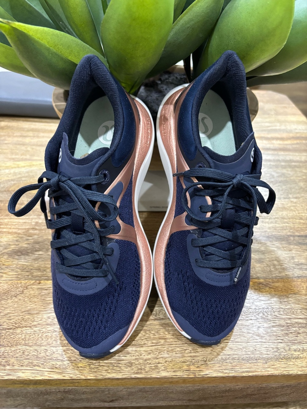 lululemon Chargefeel Navy and Rose Gold Lace-Up Sneakers